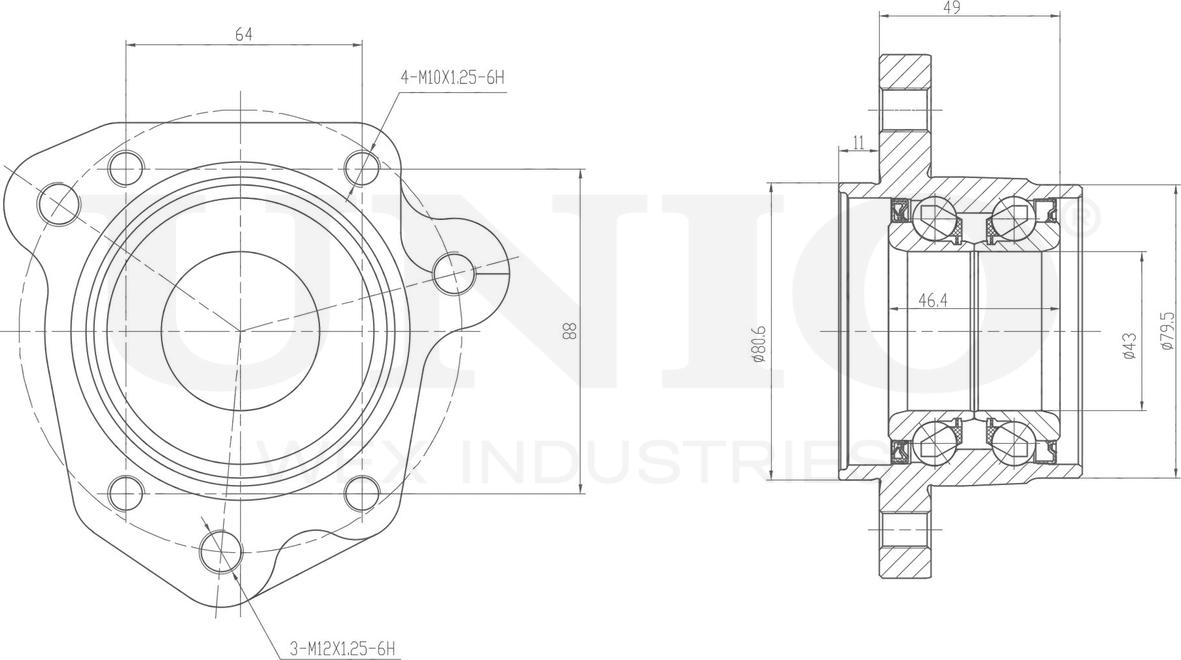Ступица колеса с интегрированным подшипником (Unio). Артикул HUB-20126