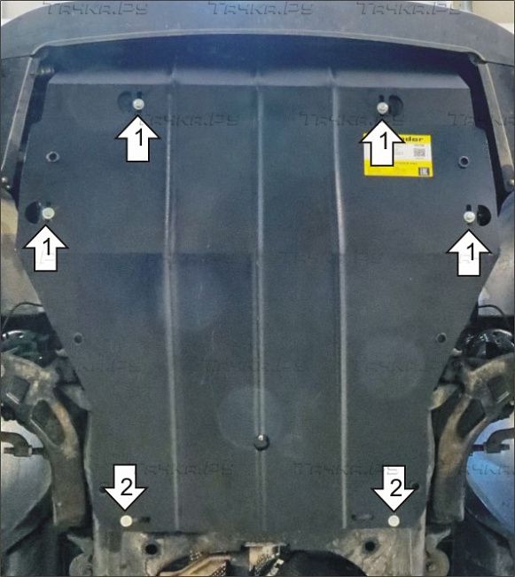 Защита усиленная Мотодор для картера, КПП Volkswagen Multivan T6, T6.1 2015-2026 (вместо пыльника). Артикул 72707