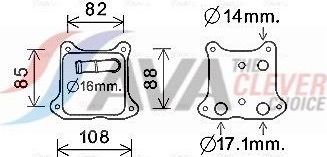 Радиатор масляный (маслоохладитель) для двигателя AVA (алюминий) для Audi A1 I (8X) 2010-2015. Артикул VN3391