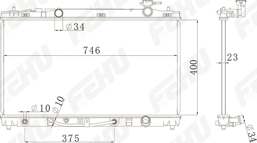 Радиатор охлаждения (сборный) для Toyota Camry (XV40) (07-) M/A (Fehu). Артикул frc1145m