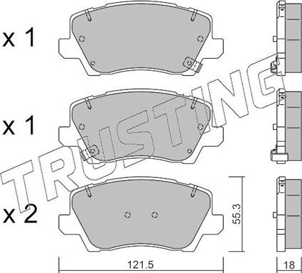 Тормозные колодки Trusting передние для Kia Picanto III 2017-2026. Артикул 1165.0