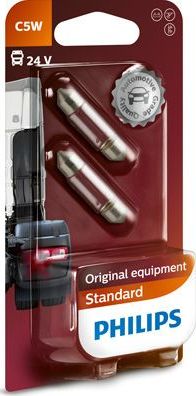C5W 24V-5W (SV8,5) (блистер 2шт.) Philips. Артикул 13844B2
