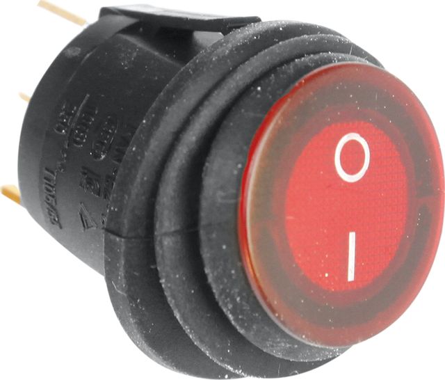 Переключатель РИФ включения/выключения круглый влагозащищенный с красной подсветкой. Артикул RIF22-1-2106200