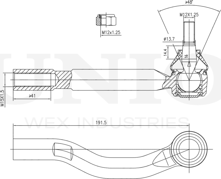 Наконечник рулевой тяги (Unio). Артикул SSP-10003