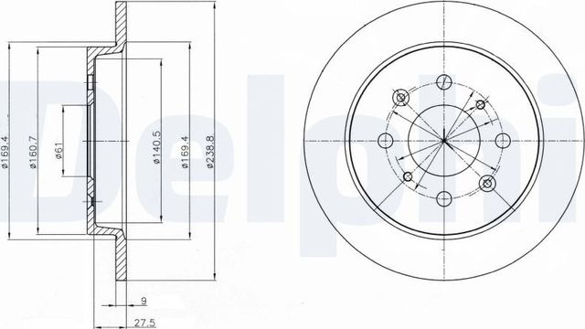 Тормозной диск Delphi задний для Honda Jazz III 2015-2026. Артикул BG4334C