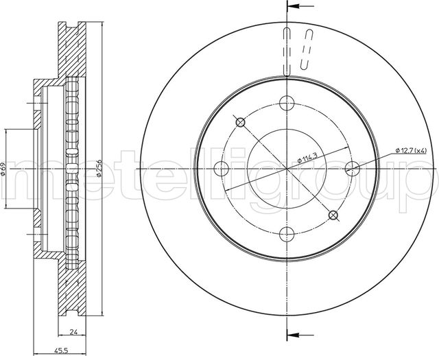 Тормозной диск Metelli. Артикул 23-0653