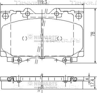 Тормозные колодки Nipparts передние для Lexus LX 470 1998-2008. Артикул J3602097