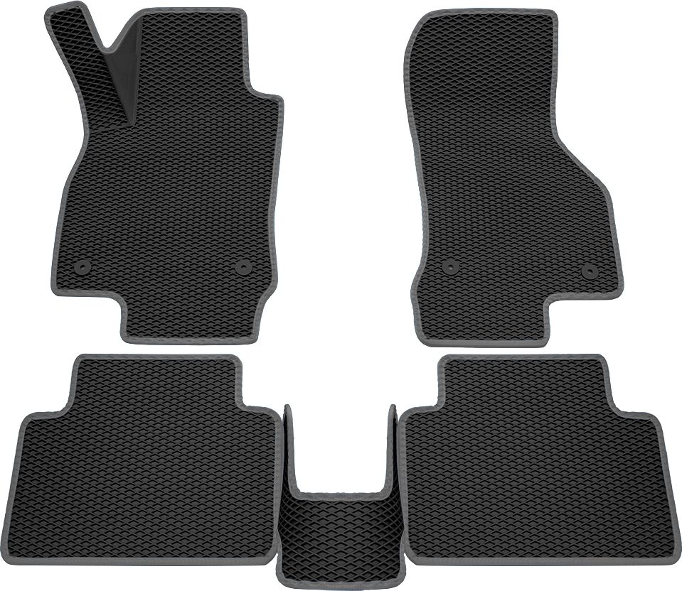 Коврики Rezkon 3D EVA ромб резиновые для салона Skoda Octavia A7 2013-2020 Серый кант. Артикул 9230010202