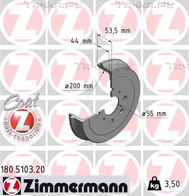 Тормозной барабан Zimmermann Coat Z задний для Citroen C1 I 2005-2014. Артикул 180.5103.20