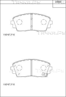 Тормозные колодки Asimco передние для Kia Picanto II 2011-2017. Артикул KD9000