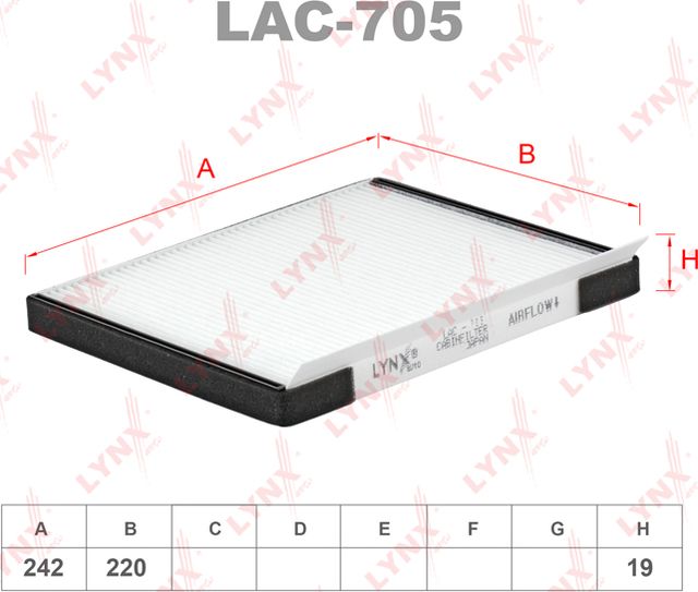 Салонный фильтр LYNXauto для Kia Rio IV 2017-2026. Артикул LAC-705
