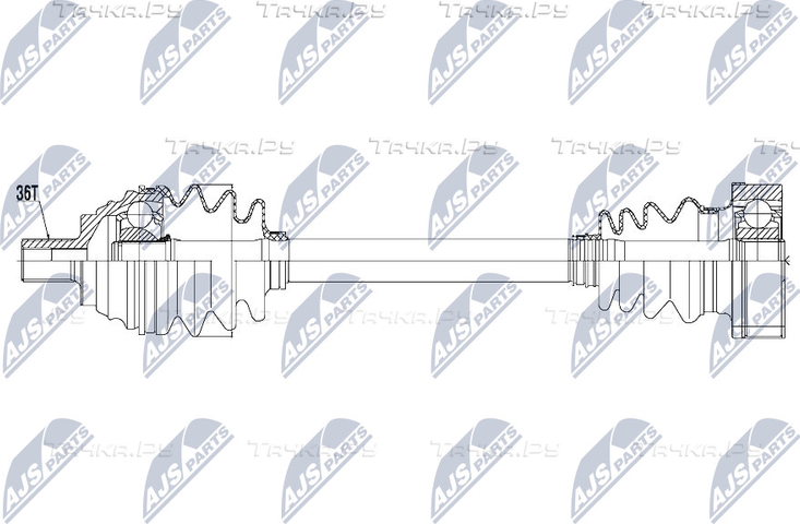 Полуось (привод в сборе, приводной вал) NTY для Volkswagen Jetta V 2004-2010. Артикул NPW-VW-057