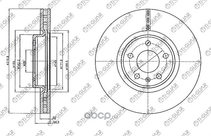 Диск тормозной (TI-Guar). Артикул TG8R0615301C