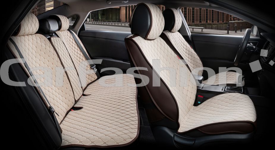 Накидки универсальные CarFashion Crown для авто, цвет Бежевый/Кофе/Кофе. Артикул 22621
