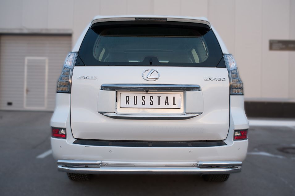 Защита RusStal заднего бампера d63 (секции) d42 (уголки) для Lexus GX 460 II 2014-2026. Артикул LGXZ-001849
