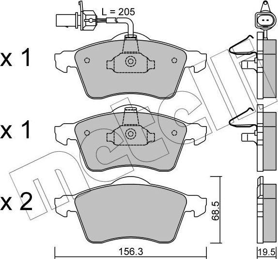 Тормозные колодки Metelli передние для Volkswagen Transporter T4 2000-2003. Артикул 22-0263-1