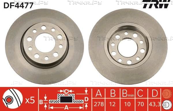 Тормозной диск TRW задний для Alfa Romeo Giulietta III 2010-2026. Артикул DF4477