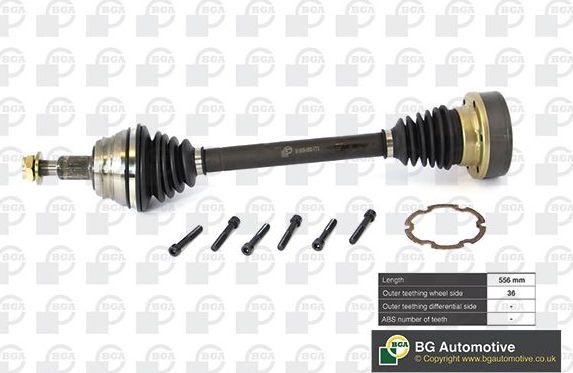 Полуось (привод в сборе, приводной вал) BGA. Артикул DS9618L