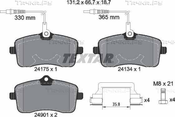 Тормозные колодки Textar Q+ передние для Peugeot 407 2004-2011. Артикул 2417501