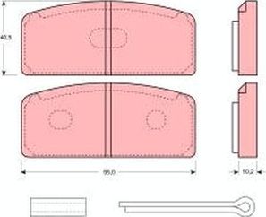 Тормозные колодки TRW передние для Renault 8 1962-1970. Артикул GDB108