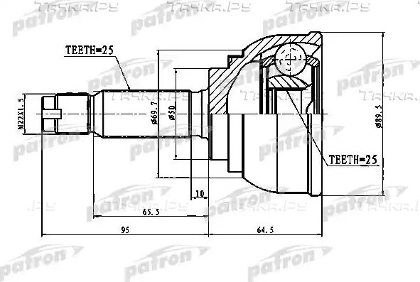 Шрус наружный (граната) Patron передний для Hyundai Scoupe 1991-1996. Артикул PCV1012
