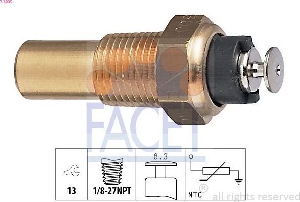 Датчик температуры охлаждающей жидкости Facet Made in Italy - OE Equivalent. Артикул 7.3005