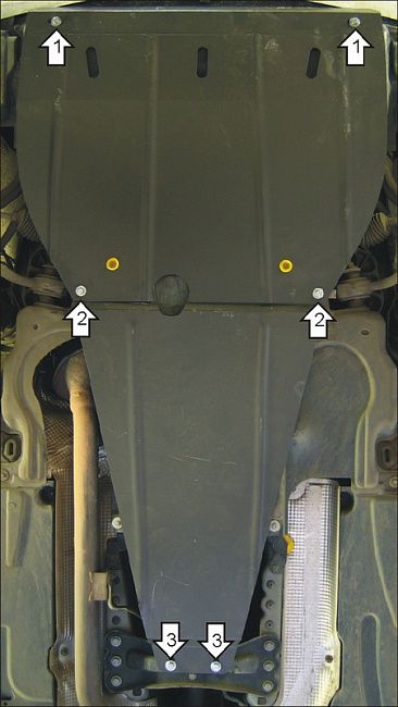 Защита Мотодор для картера, КПП Mercedes-Benz С-Класс W203 седан 2000-2007. Артикул 01219