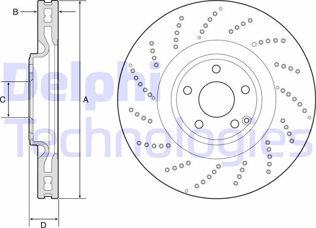 Тормозной диск Delphi передний для Mercedes-Benz CLS II (C218) 2011-2017. Артикул BG9222C