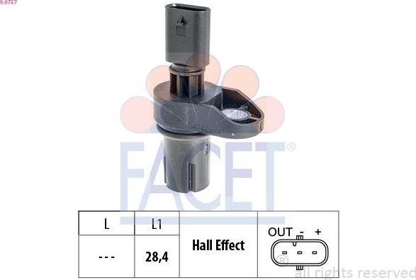 Датчик положения распредвала Facet Made in Italy - OE Equivalent для MINI Cabrio II (R57) 2009-2015. Артикул 9.0757