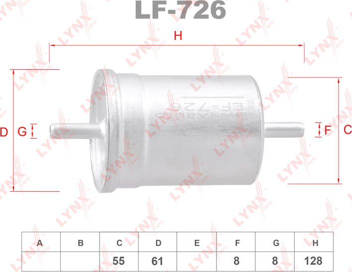 Топливный фильтр LYNXauto. Артикул LF-726