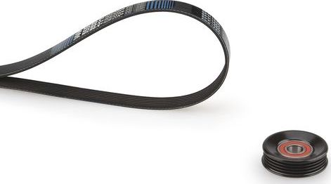 Приводной ремень поликлиновой с роликами (комплект) Gates Micro-V® Kit для Subaru Outback III 2003-2009. Артикул K014PK845