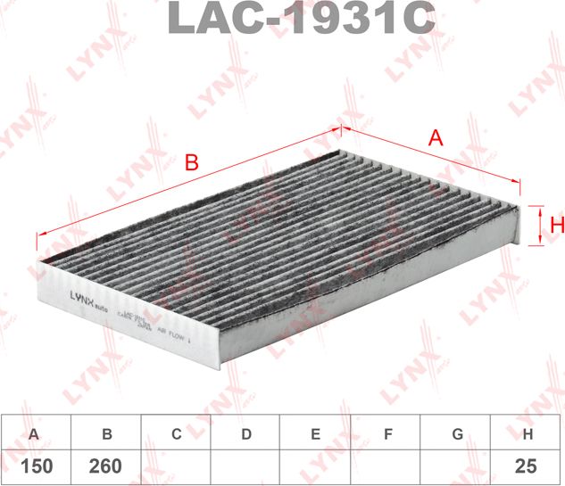 Салонный фильтр LYNXauto. Артикул LAC-1931C