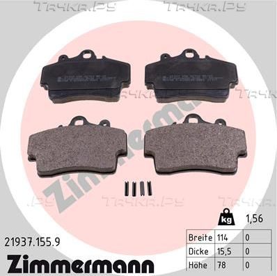 Тормозные колодки Zimmermann pb:z передние для Porsche Boxster II (987) 2004-2009. Артикул 21937.155.9