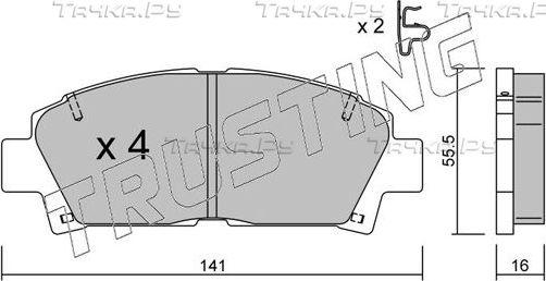 Тормозные колодки Trusting передние для Toyota Carina E 1992-1997. Артикул 169.0
