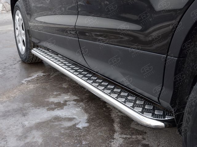 Защита порогов RusStal труба d42 с листом (вариант 2) для Ford Kuga II 2016-2019. Артикул FGL-0026002