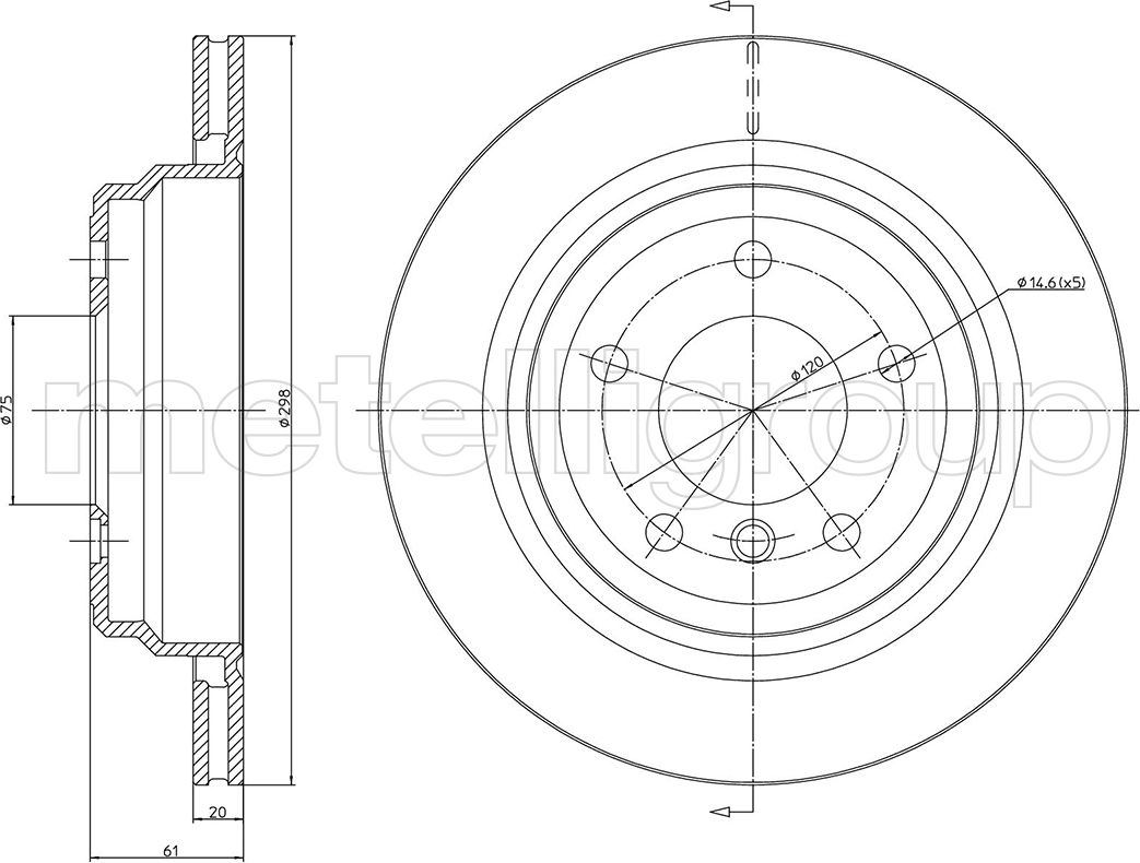 Тормозной диск Metelli. Артикул 23-0398C