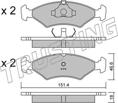 Тормозные колодки Trusting задние для Ferrari 328 1985-1989. Артикул 031.0