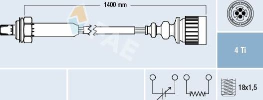 Лямбда-зонд (кислородный датчик) FAE. Артикул 77186