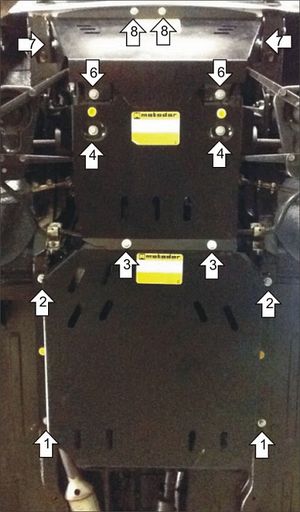 Защита усиленная Мотодор для двигателя, КПП, РК и Переднего дифференциала ВАЗ Нива, 4x4 1976-2026. Артикул 12102
