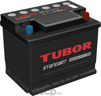 Аккумулятор TUBOR Standart 60А/ч обратная полярность. Артикул 4607008886115