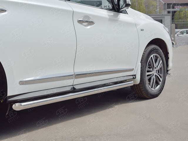 Защита порогов РусCталь труба d63 (вариант 1) для Infiniti QX60 2016-2026. Артикул IQXT-0026821