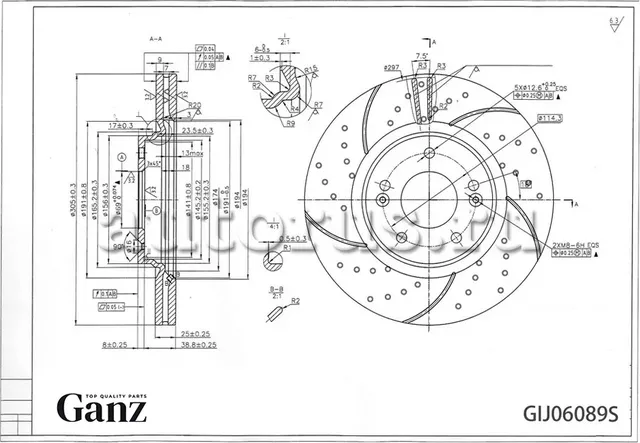 Диск тормозной передний перфорированный PRO-Line с покрытием HYUNDAI/KIA GANZ GI Ganz. Артикул GIJ06089S