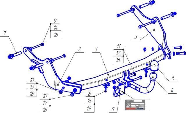 Фаркоп Oris (ранее Bosal) для Renault Dokker 2017-2026. Артикул 1439-A