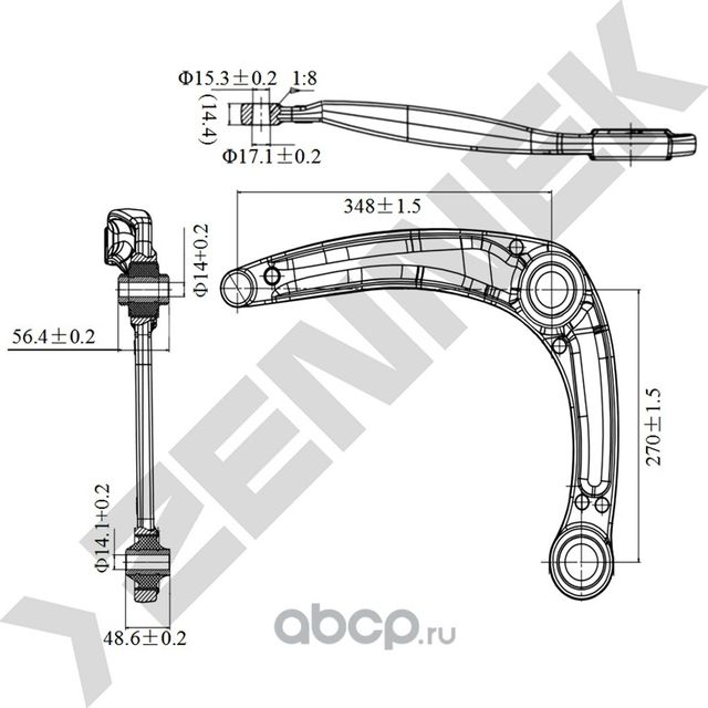 Рычаг передний правый PEUGEOT 308, CITROEN C4 08 (Zennek). Артикул DCA0184