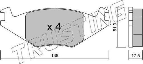 Тормозные колодки Trusting передние для SEAT Cordoba I 1994-2002. Артикул 049.0