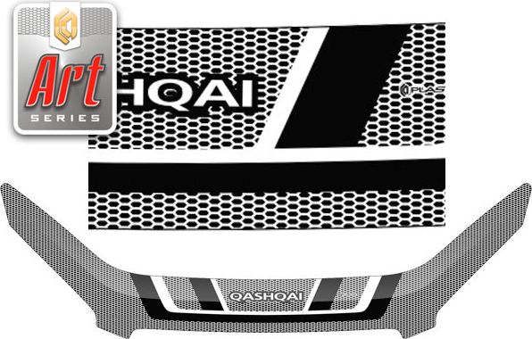 Дефлектор СА Пластик для капота (exclusive) (Серия Art графит) Nissan Qashqai 2010-2013. Артикул 2010061605029
