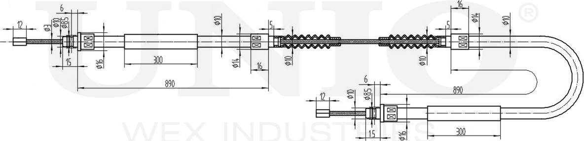 Трос ручного тормоза (Unio). Артикул CAB-60025