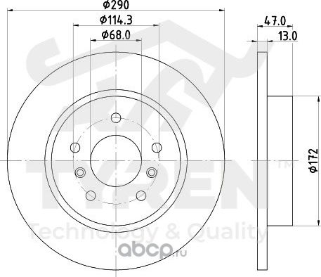 Тормозной диск (Tyren). Артикул TYR1011881