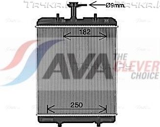 Радиатор охлаждения двигателя AVA для Toyota Aygo II 2014-2026. Артикул TO2764
