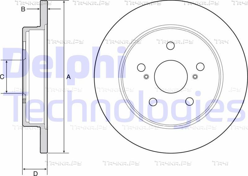 Тормозной диск Delphi задний для Toyota C-HR I 2016-2026. Артикул BG4928C
